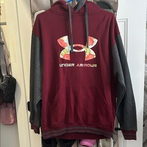Under Armour Burgundy and Gray Hoodie